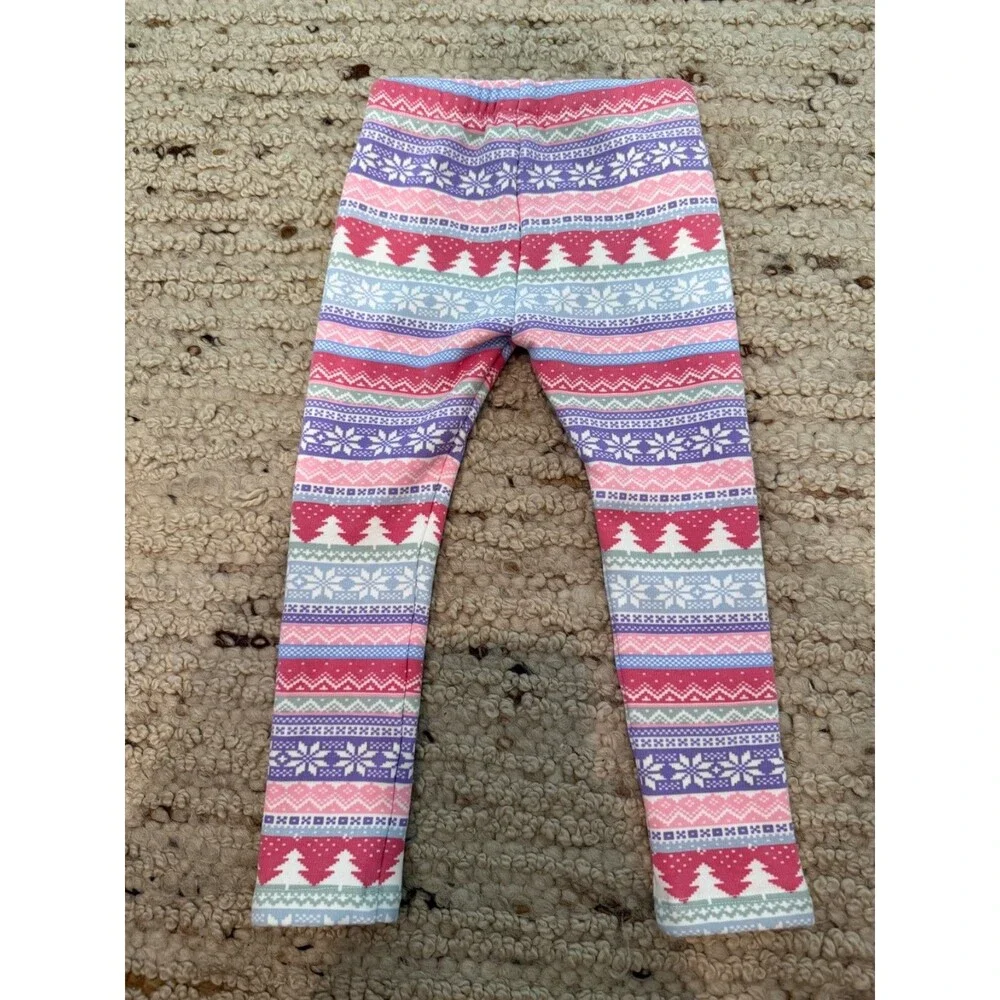 Gymboree Girls Fair Isle Leggings Size 4T Pink Purple Snowflake Winter